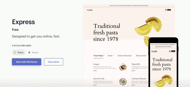 A quick look at the new Shopify theme, Express, in its two styles. 