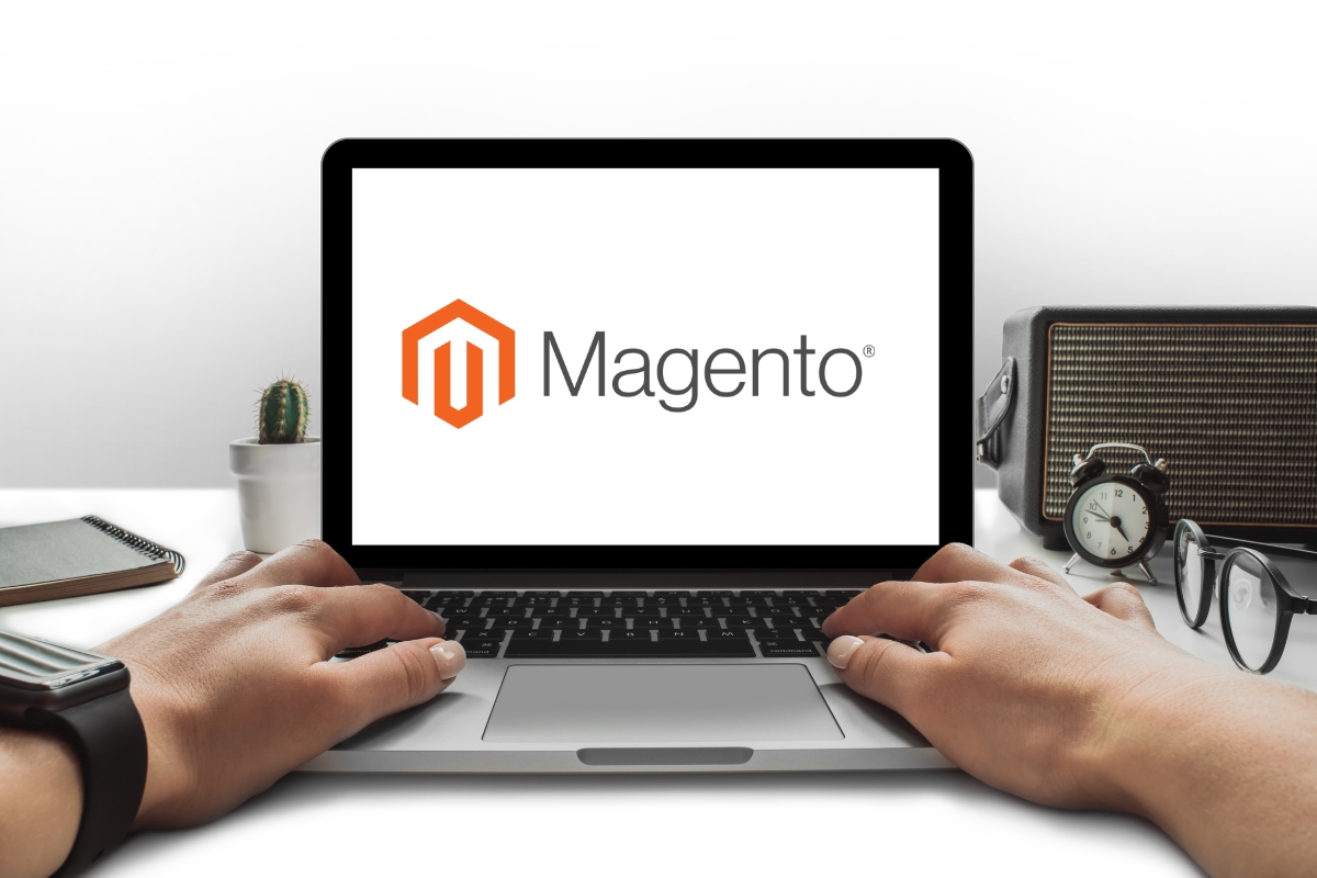 Magento logo on laptop