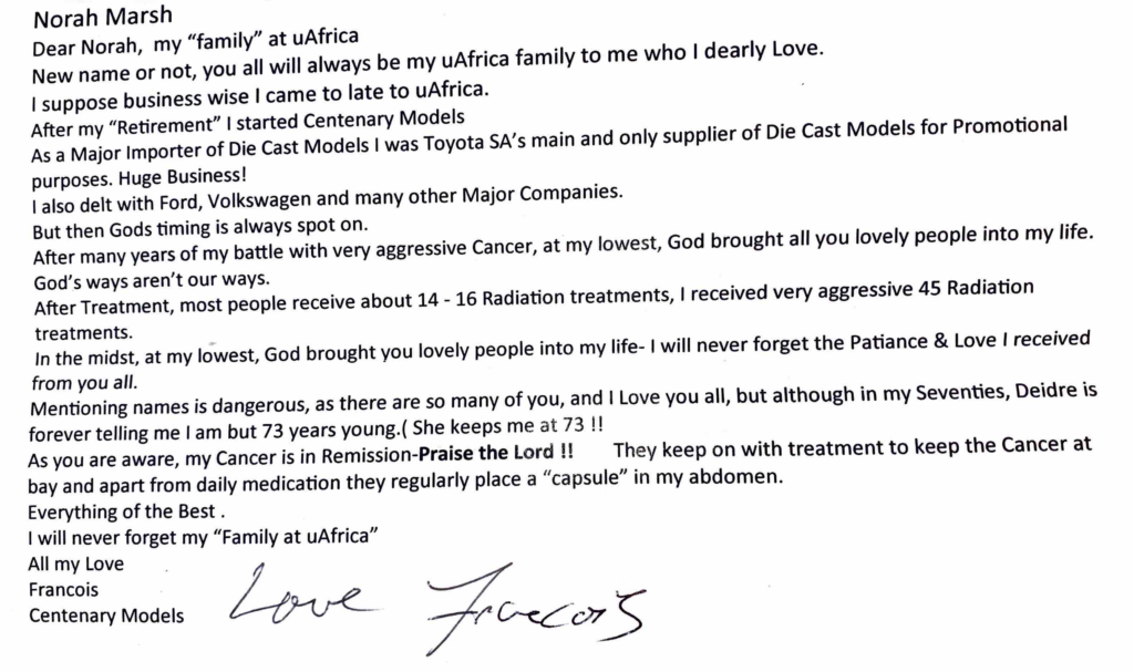 letter from Francois